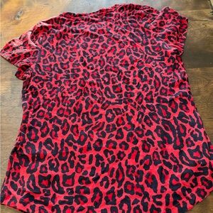 Banana Republic Red and Black Leopard Print Tee
